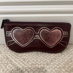 Rebecca Minkoff Maroon/Pink Heart Sunnies Leather Pouch | Preowned